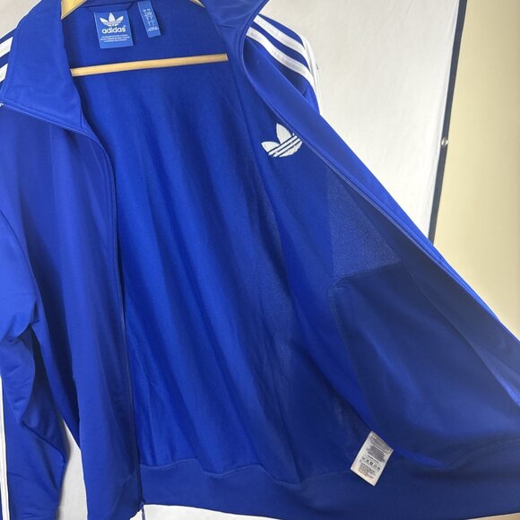 Adidas Firebird Blue Track Jacket Men’s L Full Zip 3 Stripe Trefoil - Picture 6 of 9